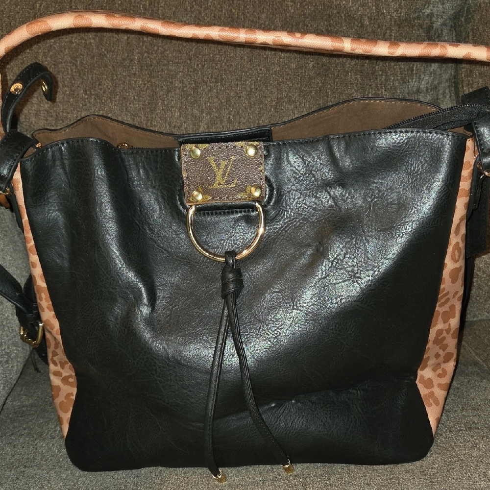 Black and Tan Tote Bag with Genuine Louis Vuitton Tag